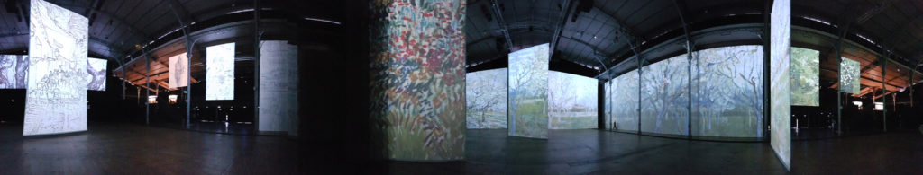 Panoramique vidéo mapping peintures Imagine Van Gogh Paris Halle Villette lililillilil VIDEMUS 2017