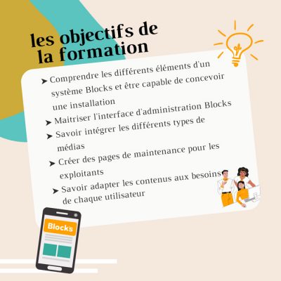 Slide avec la liste des objectifs de la formation Blocks de Videmus